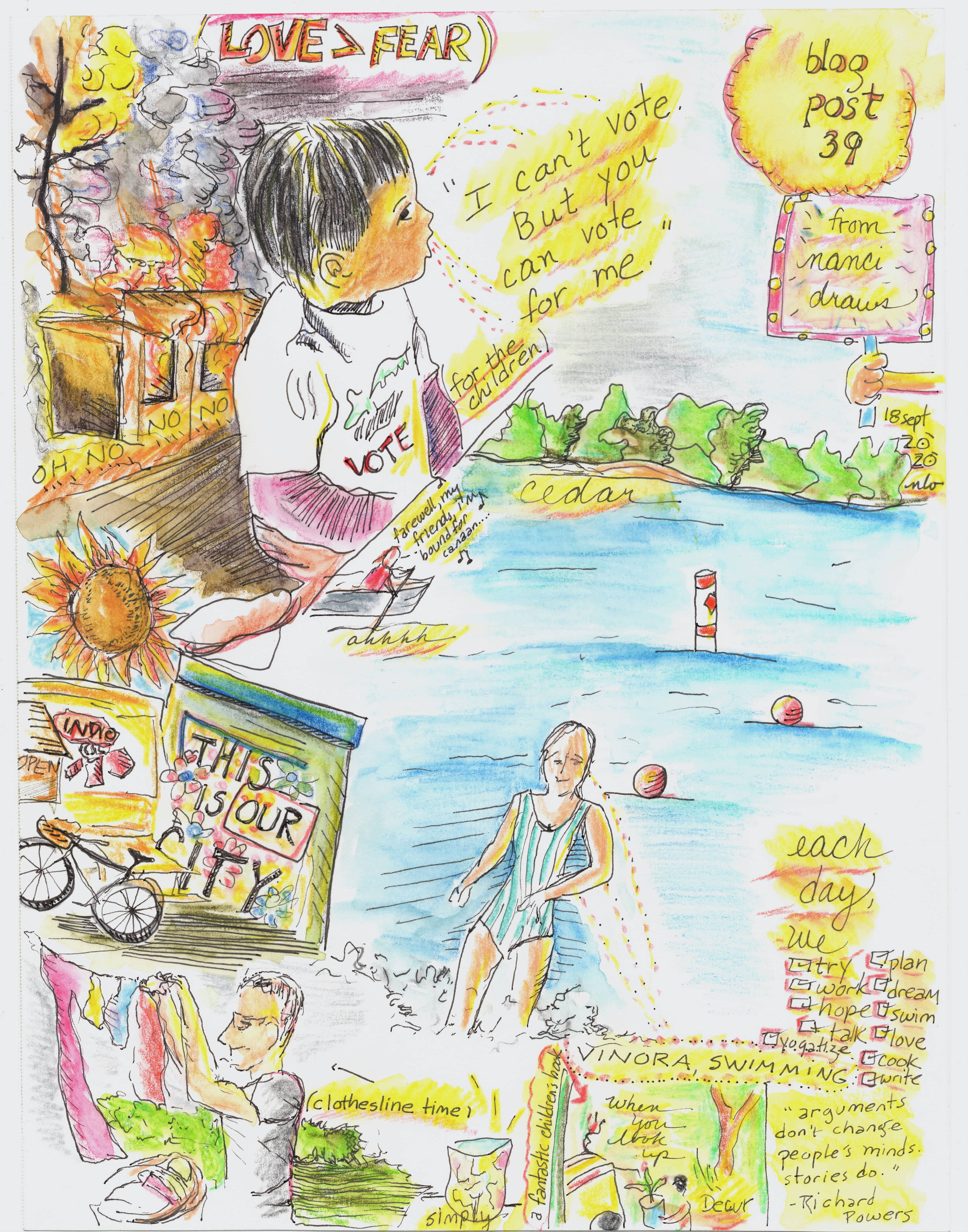 Englarged Print of Visual Blog #39: Vote Early. Boat Often