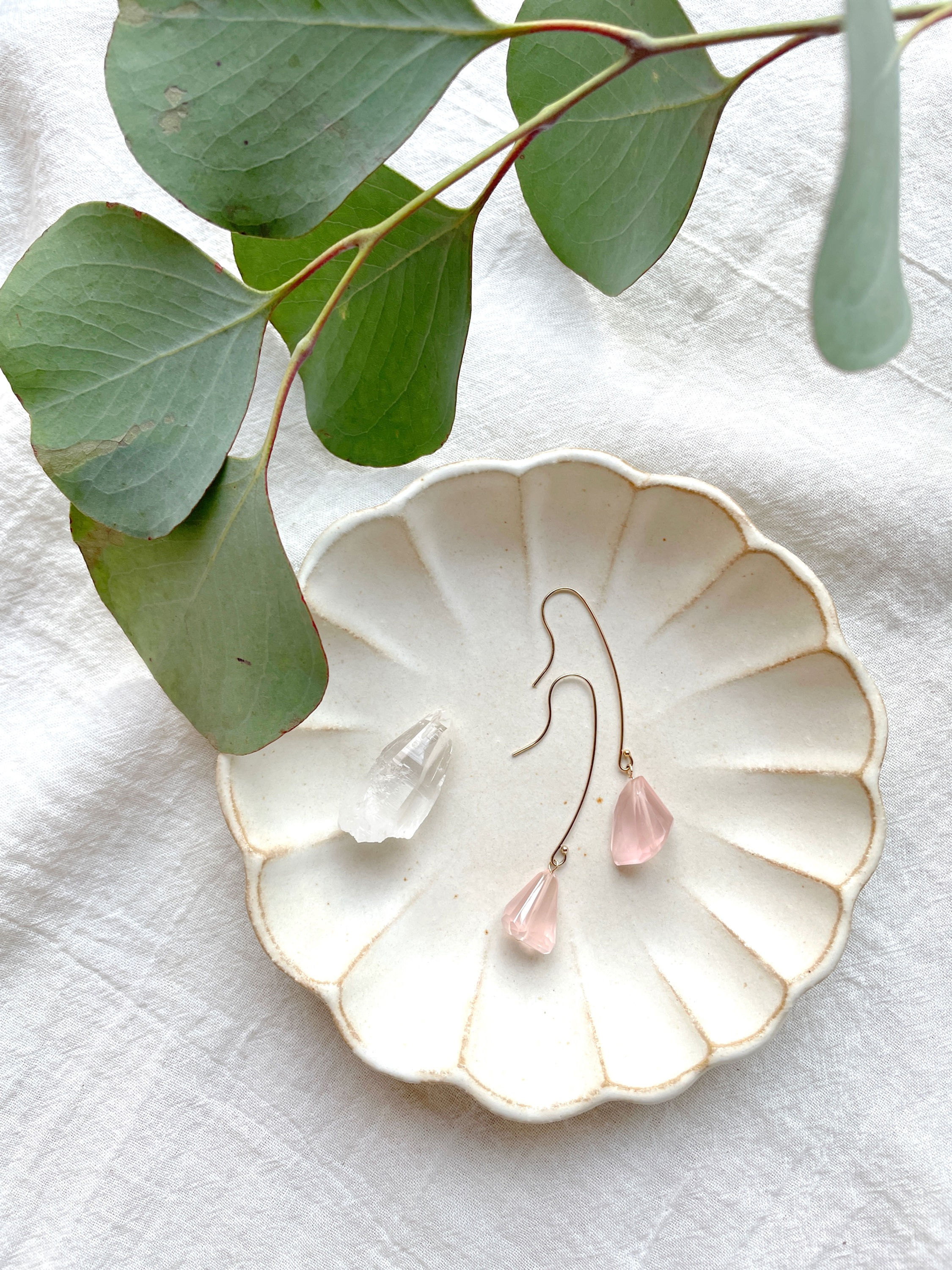 Rose Quartz Long Drop Earrings