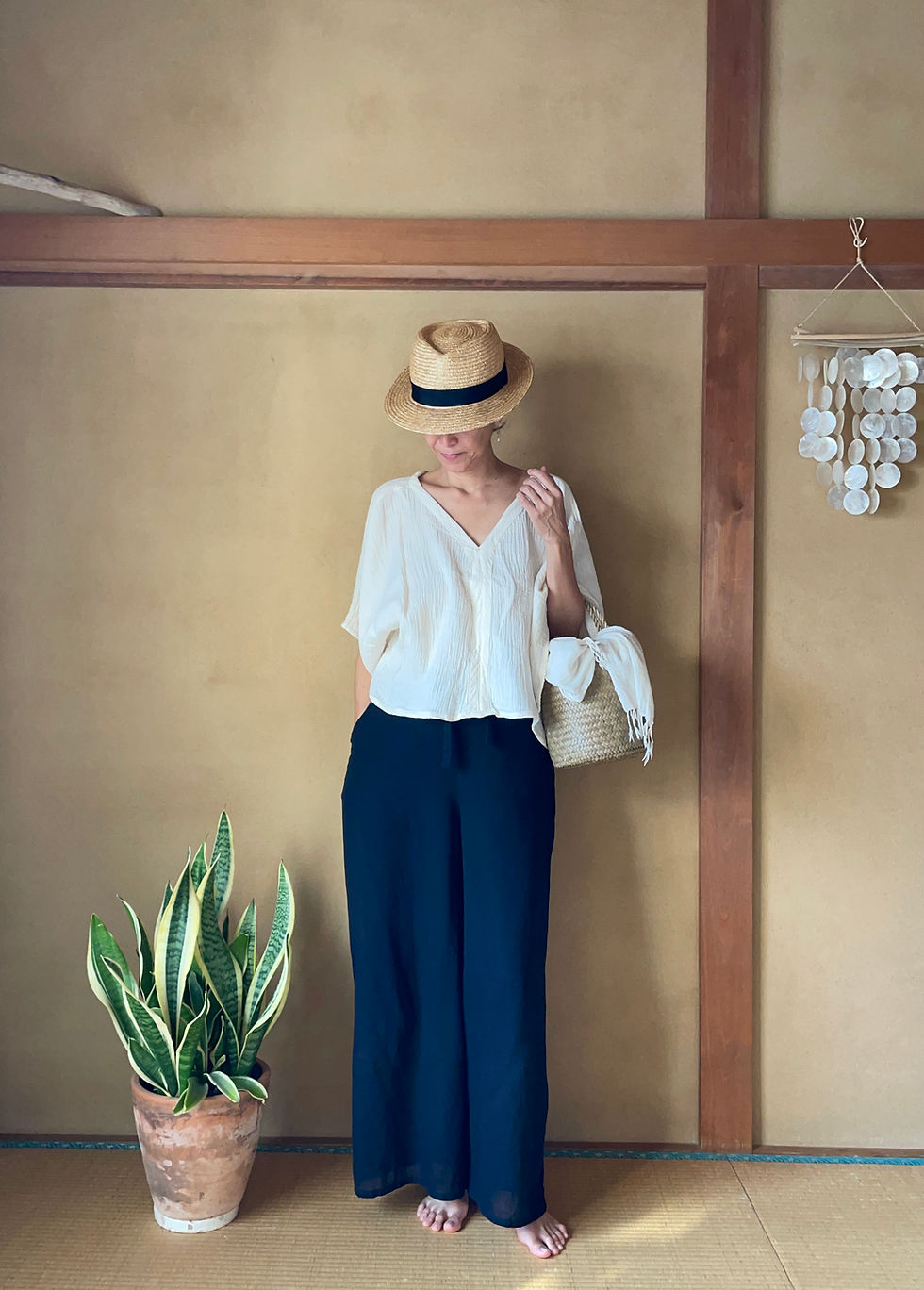 Thumbnail: Double Gauze Cotton Kimono Blouse