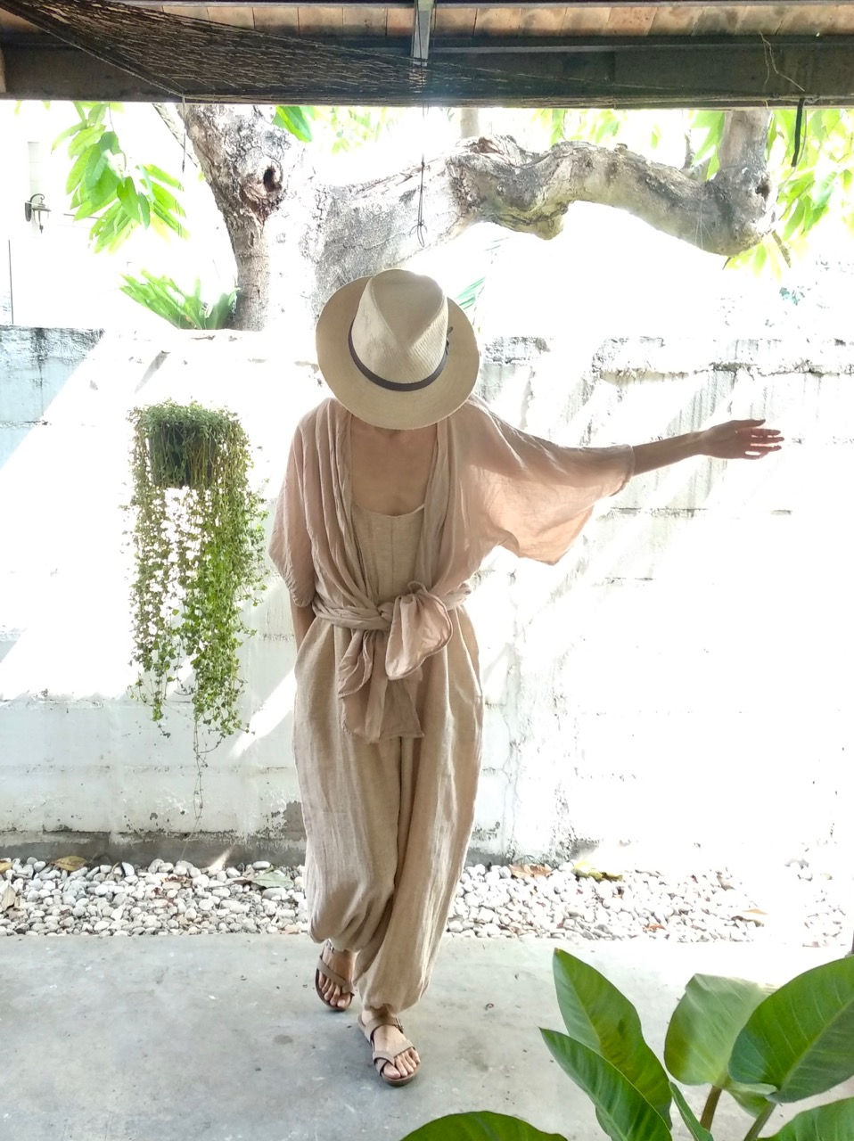 Thumbnail: Organic Cotton Linen Sora Jumpsuit in Peach / Limited Edition