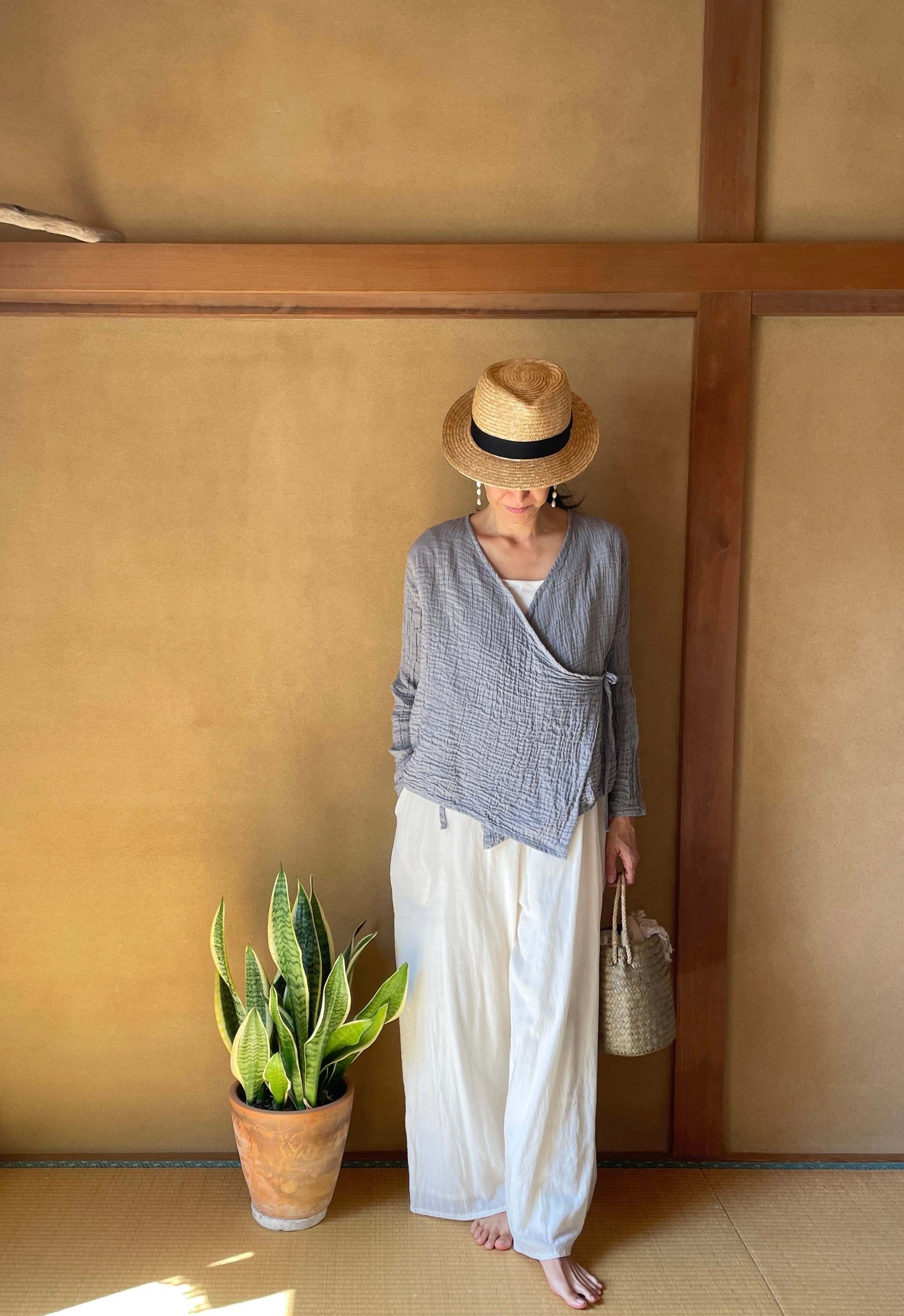 Double Gauze Cotton Samue Cardigan