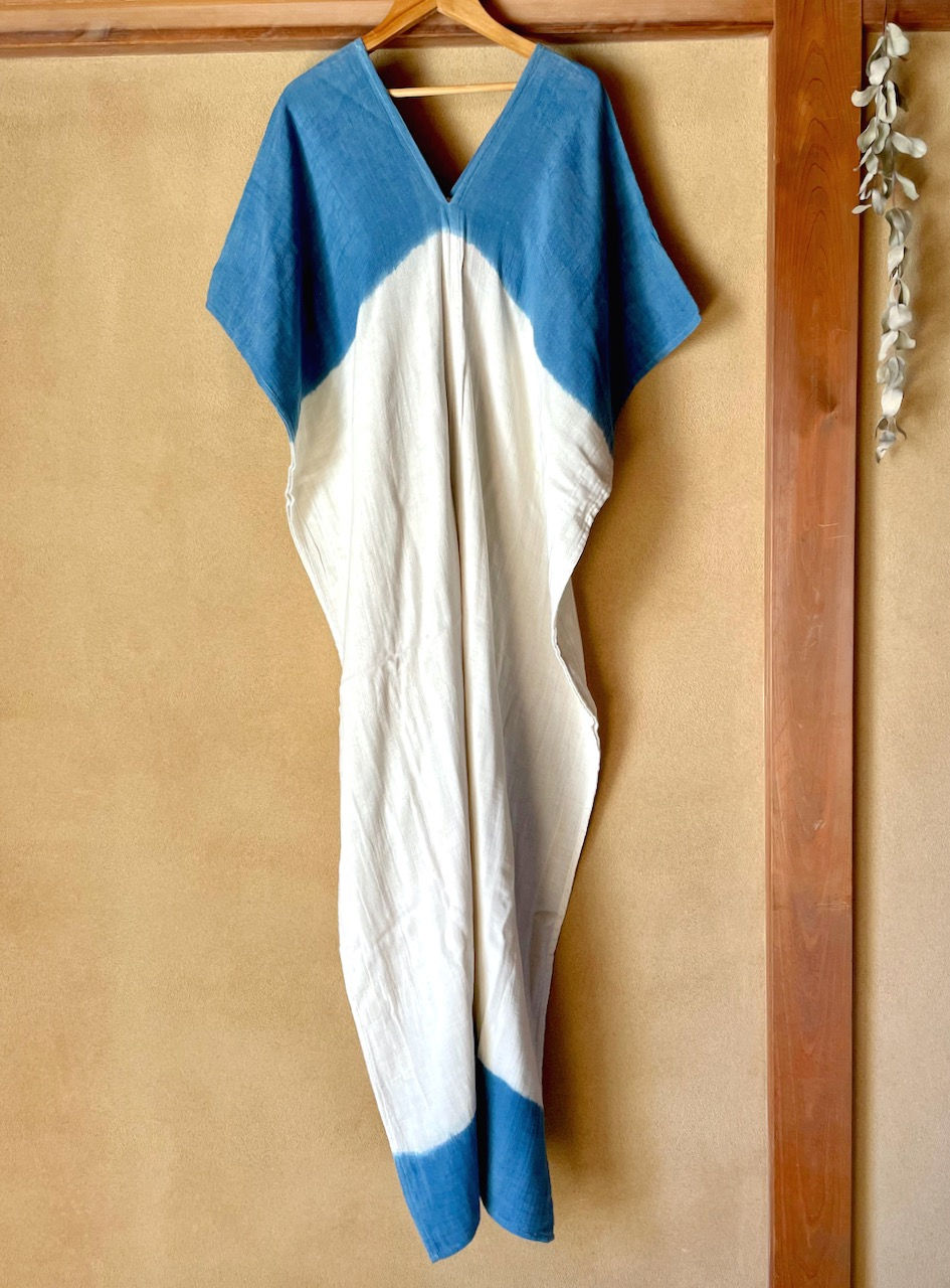 Thumbnail: Gauze Cotton Indigo Drop Kaftan