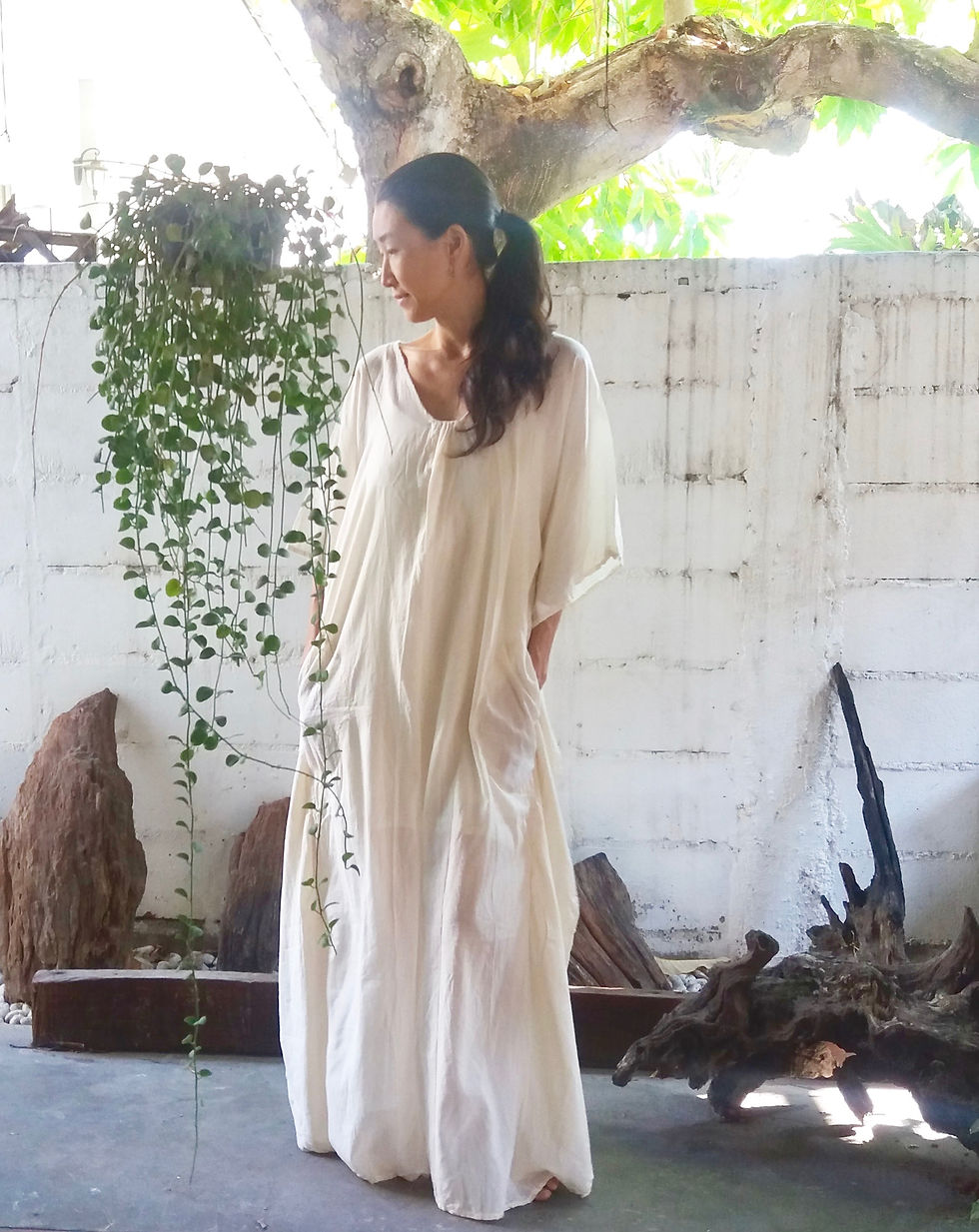Thumbnail: Beach Kaftan Long Dress Cream