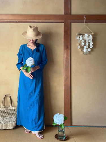 EDANE オーロラティー　カディコットンワンピース　インド藍染め Leaf Dress in Indigo / 藍染め | maikahandworks 2025
