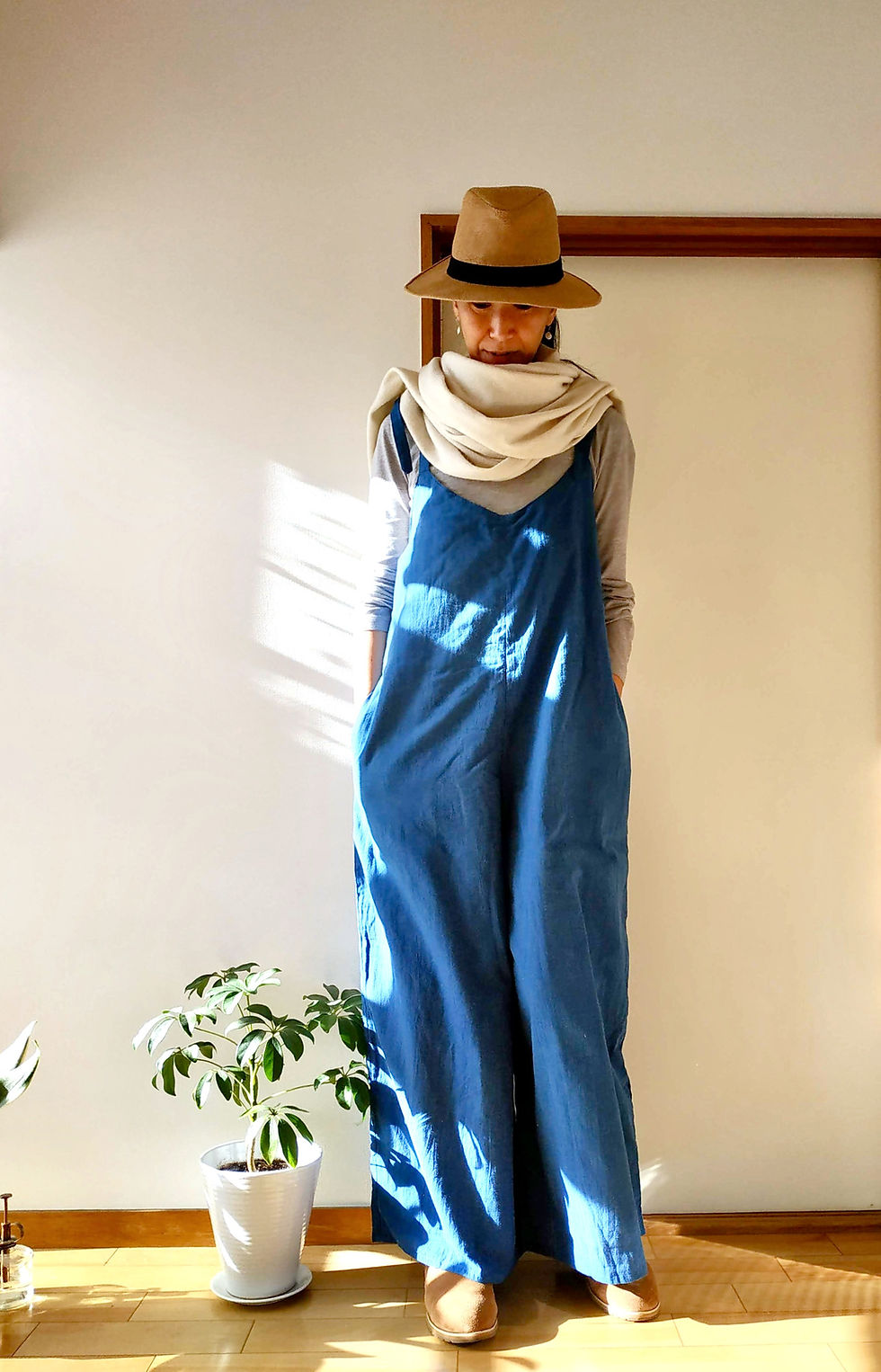 サムネイル： Wide Jumpsuits (Double Cotton) in Indigo