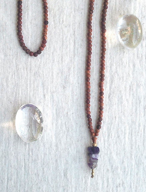 Thumbnail: Mala Necklace Amethyst Drop