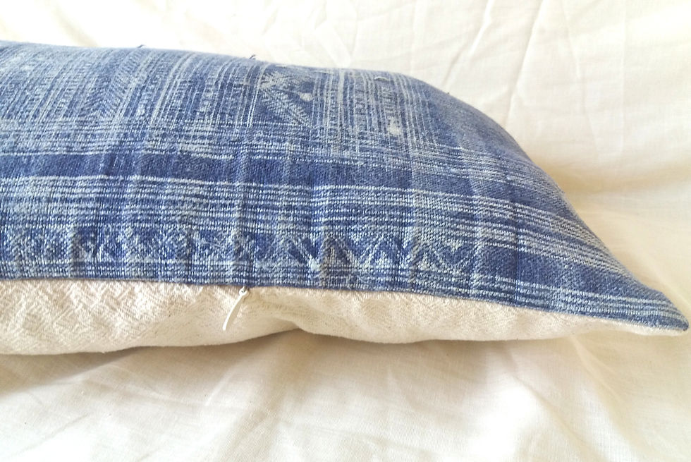 Thumbnail: Vintage Indigo Batik Decorative Long Pillow Cover