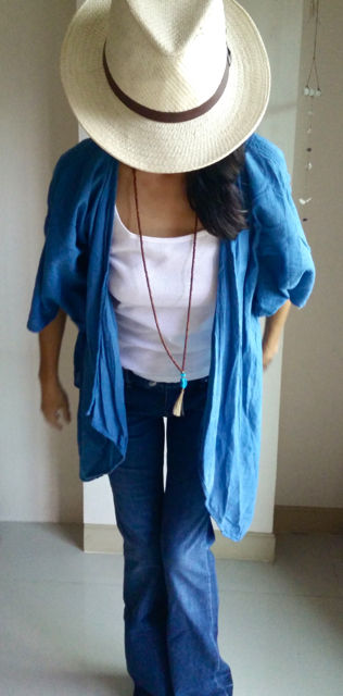 Thumbnail: Light Indigo Cotton Kimono Cardigan
