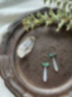 サムネイル： White Chalcedony & Turquoise Hoop Earrings