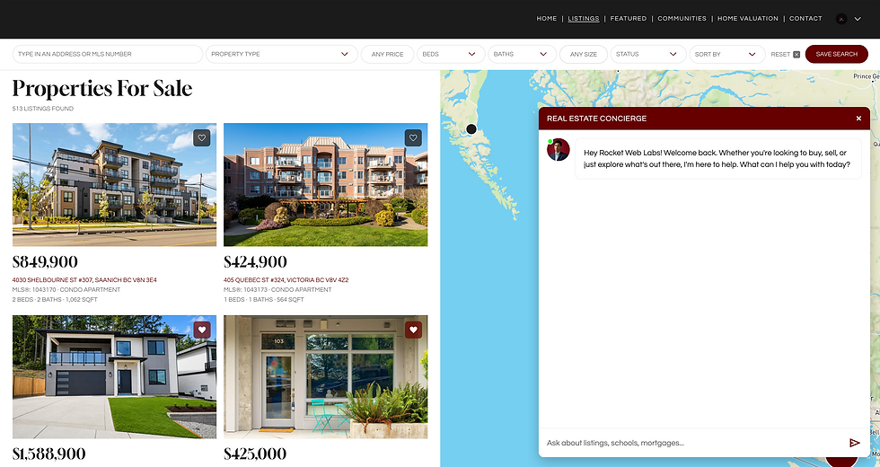 Rocket Web Labs real estate concierge AI chatbot