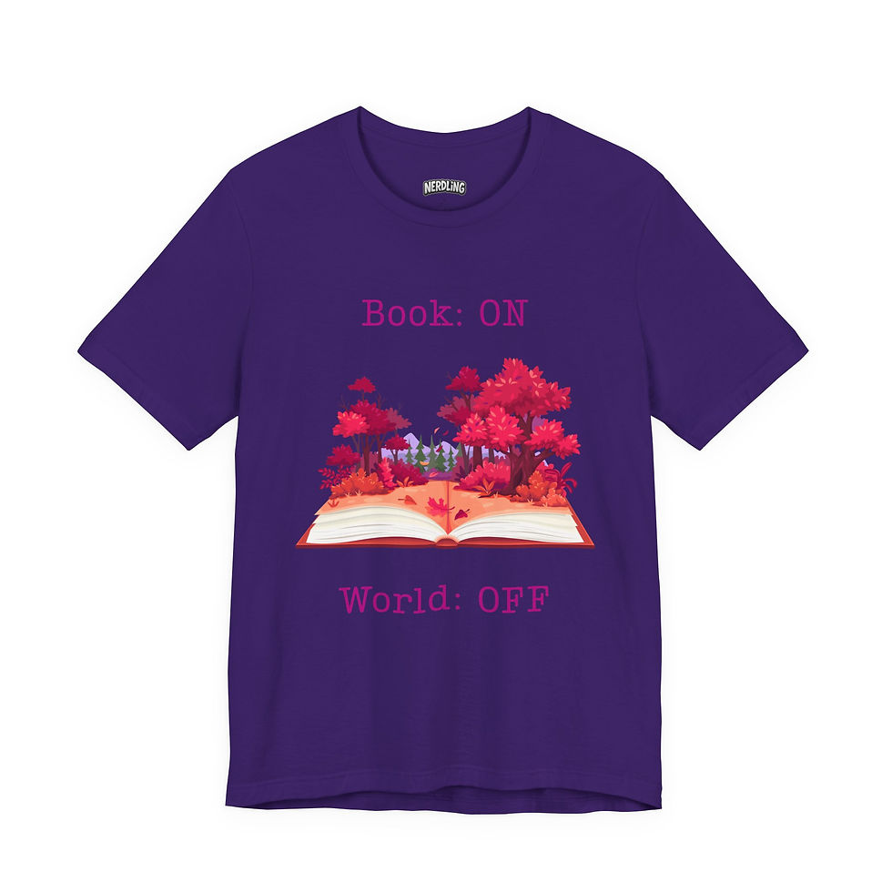 Miniaturbild: BOOK ON WORLD OFF pink Shirt Short Sleeve Tee, unisex, in 7 Größen und 12 Farben