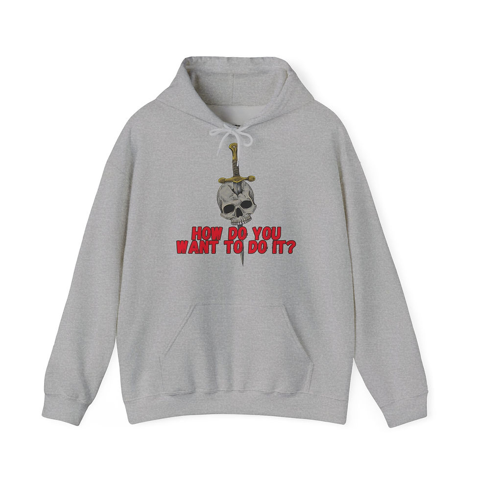 Miniaturbild: HOW DO YOU WANT TO DO IT Skull DM DnD Hoodie, unisex, in 8 Größen & 10 Farben