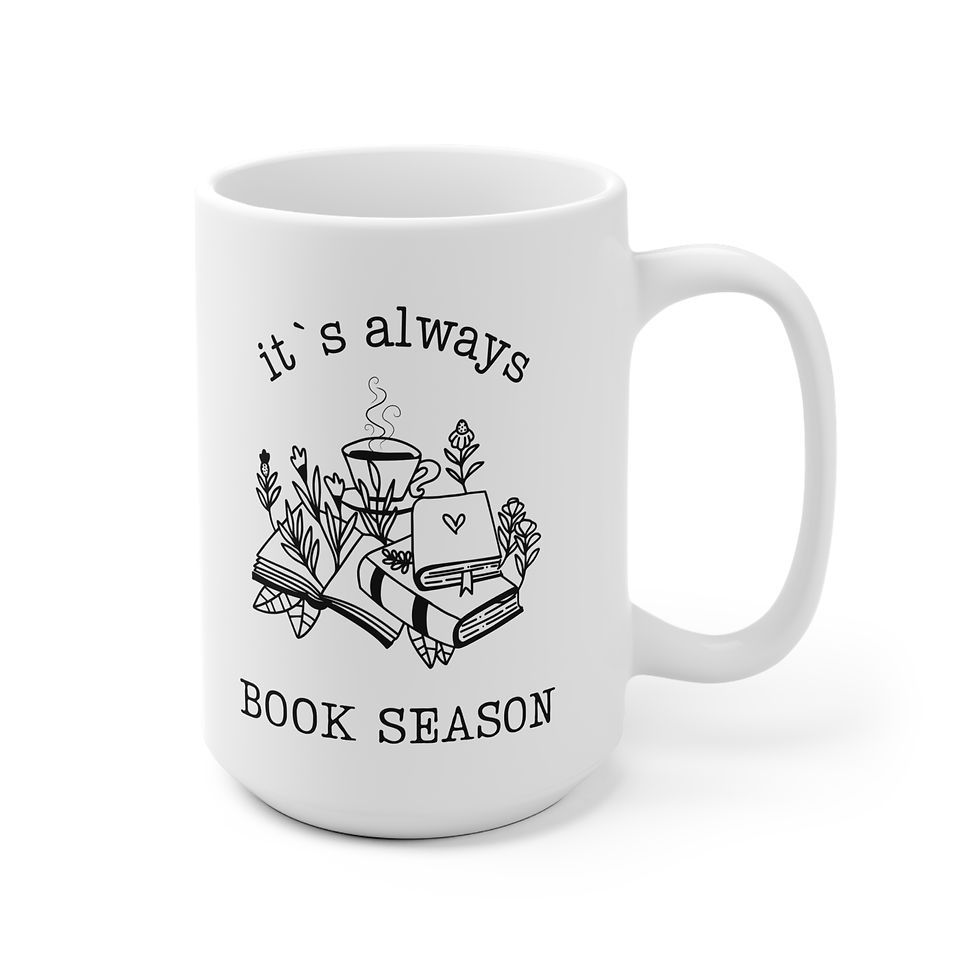 Miniaturbild: IT`S ALWAYS BOOK SEASON black BookLover Tasse Becher in 2 Größen