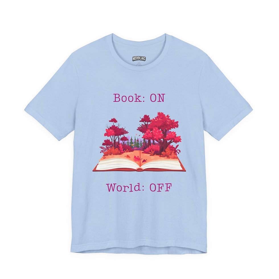 Miniaturbild: BOOK ON WORLD OFF pink Shirt Short Sleeve Tee, unisex, in 7 Größen und 12 Farben