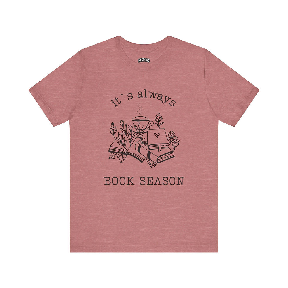 Miniaturbild: IT`S ALWAYS BOOK SEASON black Shirt Tee, unisex, in 7 Größen und 16 Farben