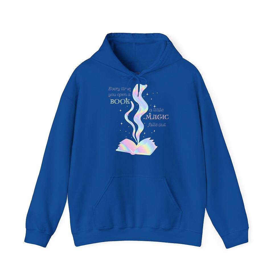 Miniaturbild: EVERY TIME YOU OPEN A BOOK A LITTLE MAGIC BookLove Hoodie in 8 Größen & 8 Farben