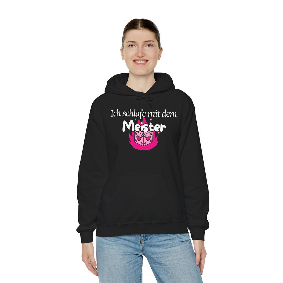 Miniaturbild: ICH SCHLAFE MIT DEM MEISTER DSA DnD PnP Hoodie, unisex, in 8 Größen & 8 Farben