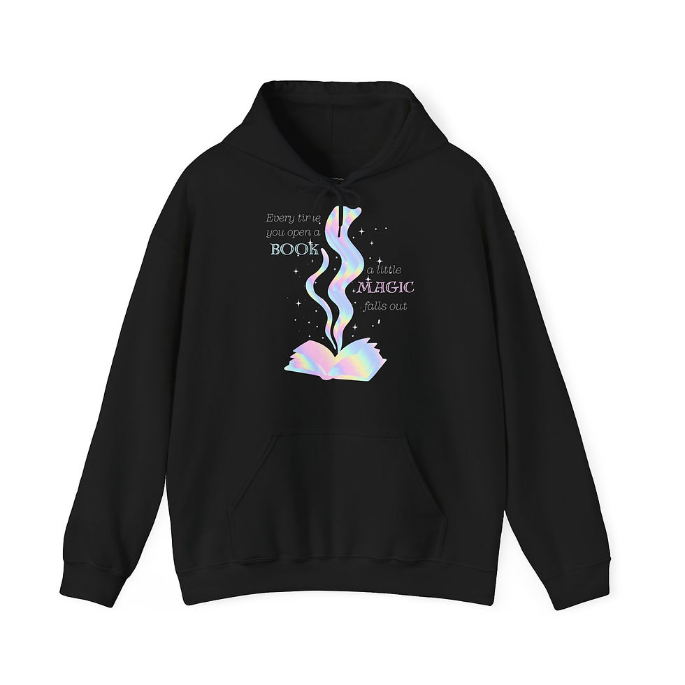 Miniaturbild: EVERY TIME YOU OPEN A BOOK A LITTLE MAGIC BookLove Hoodie in 8 Größen & 8 Farben