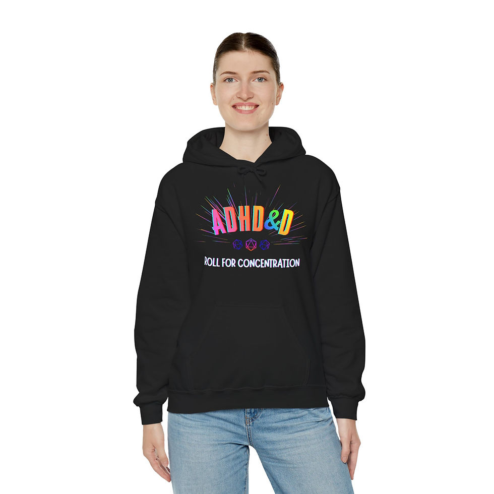 Miniaturbild: ADHD&D ROLL FOR CONCENTRATION Neurodivers Hoodie, unisex, in 8 Größen & 8 Farben
