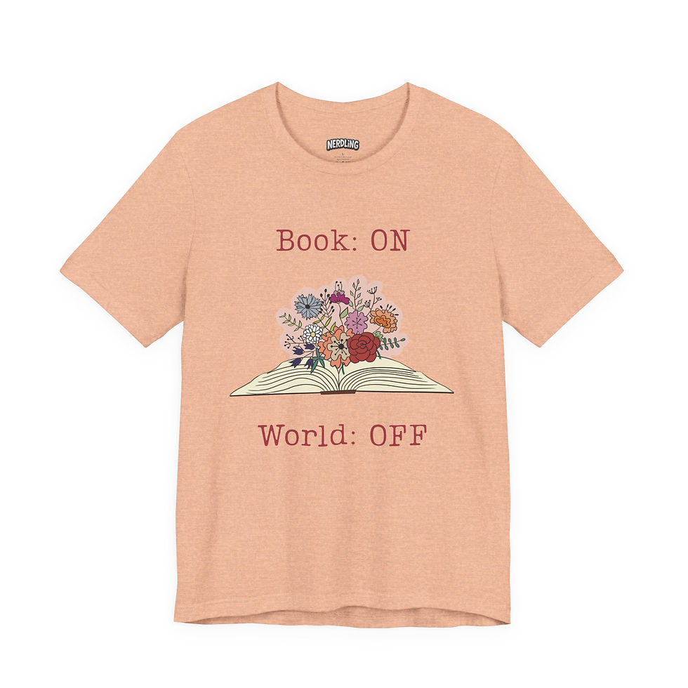 Miniaturbild: BOOK ON WORLD OFF rosa Shirt Tee, unisex, in 7 Größen & 12 Farben