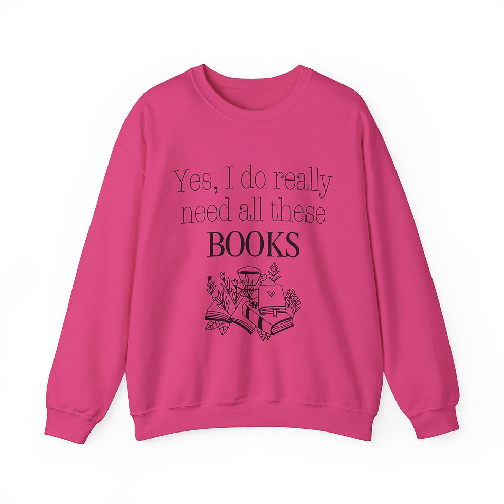 Miniaturbild: YES I DO REALLY NEED ALL THESE BOOKS Sweatshirt Pullover, 8 Größen & 8 Farben