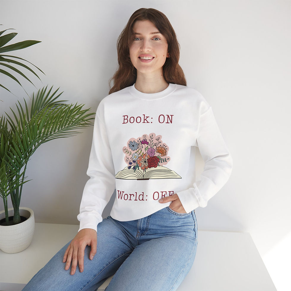 Miniaturbild: BOOK ON WORLD OFF rosa BookTok Sweatshirt Pullover in 8 Größen & 8 Farben