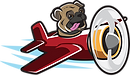 Claim to Fame Games Logo Pug in Airplane