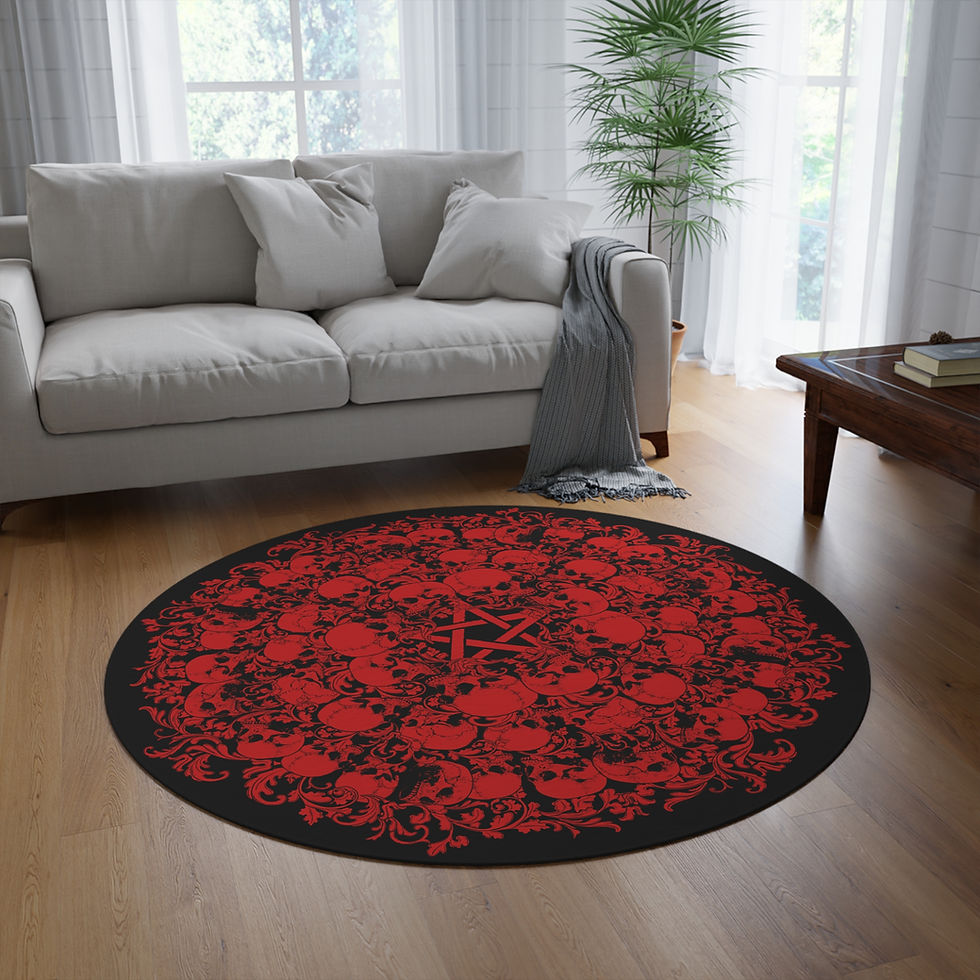 Thumbnail: Skulls Mandala | Gothic Round Rug