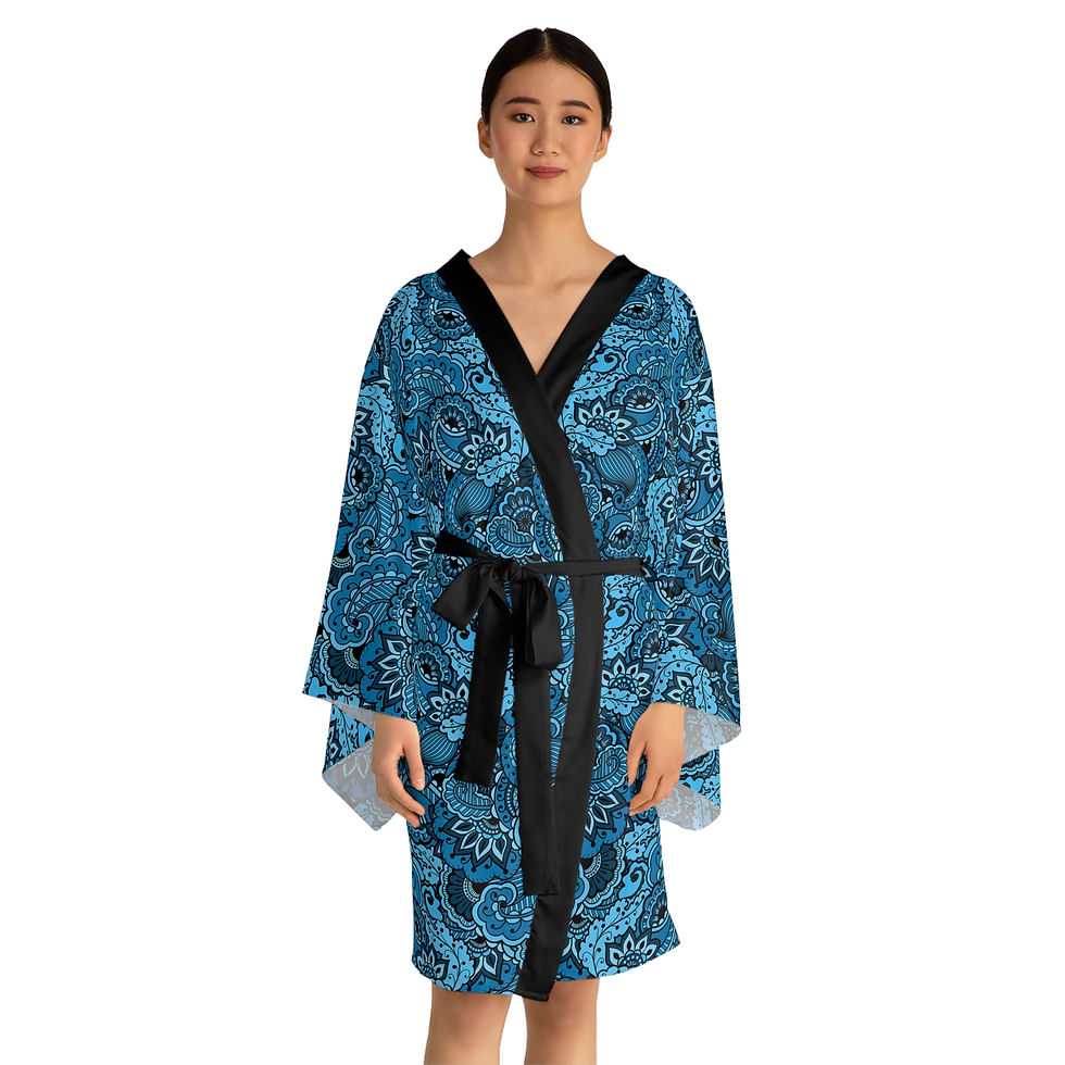 Thumbnail: India Blue - Long Sleeve Kimono