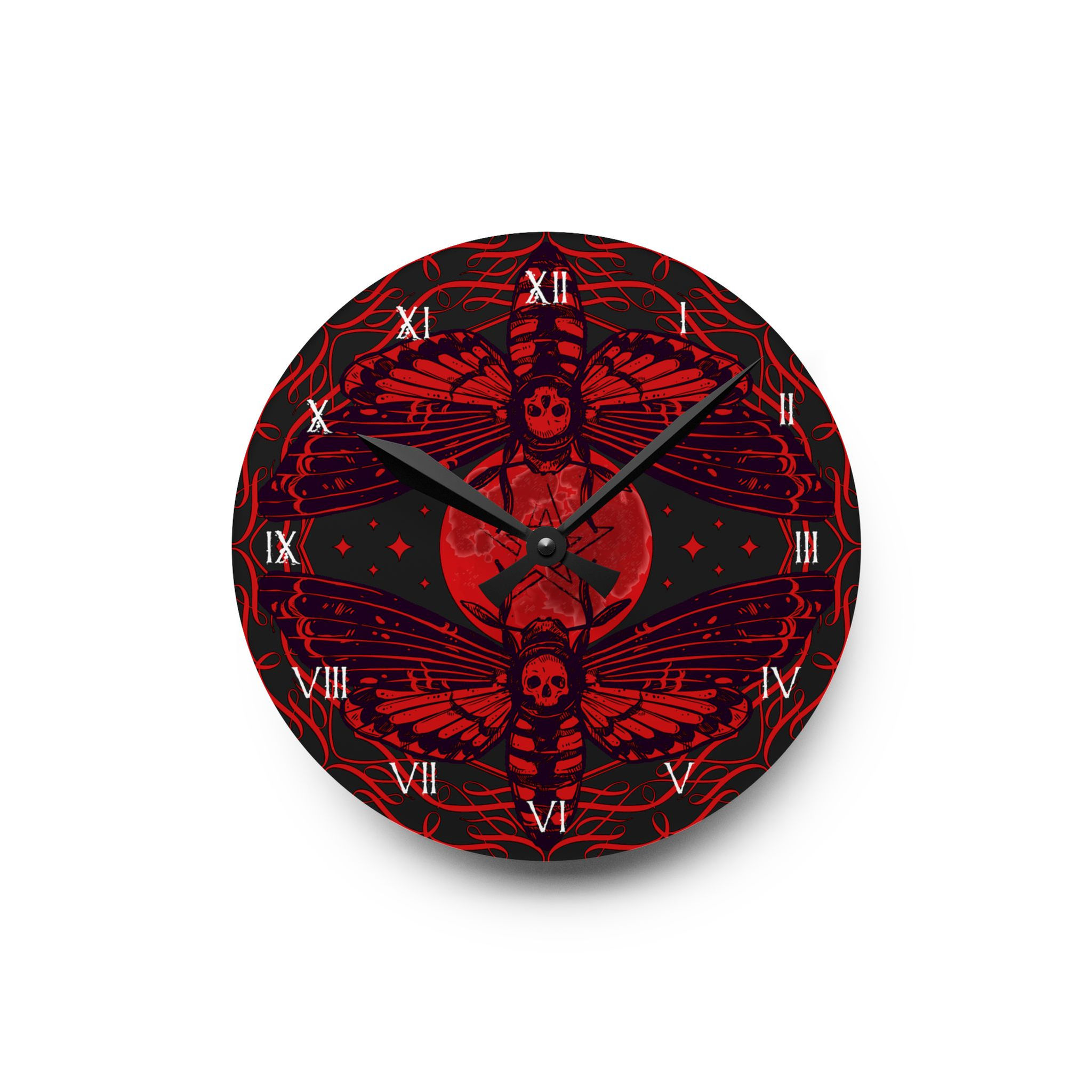Esoteric Acrylic Wall Clock Moth Moon Eye