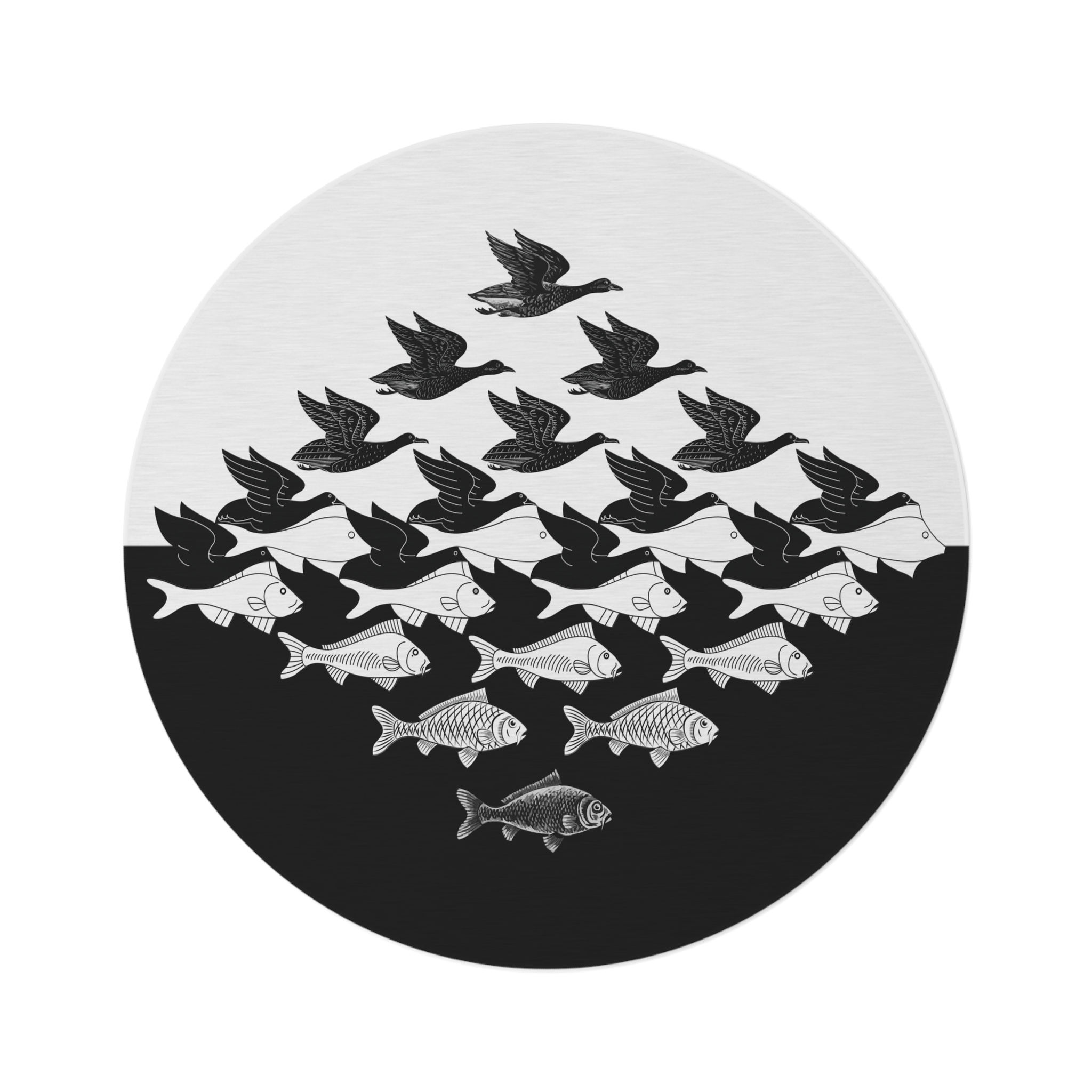 M. C. Escher Fish and birds Round Rug