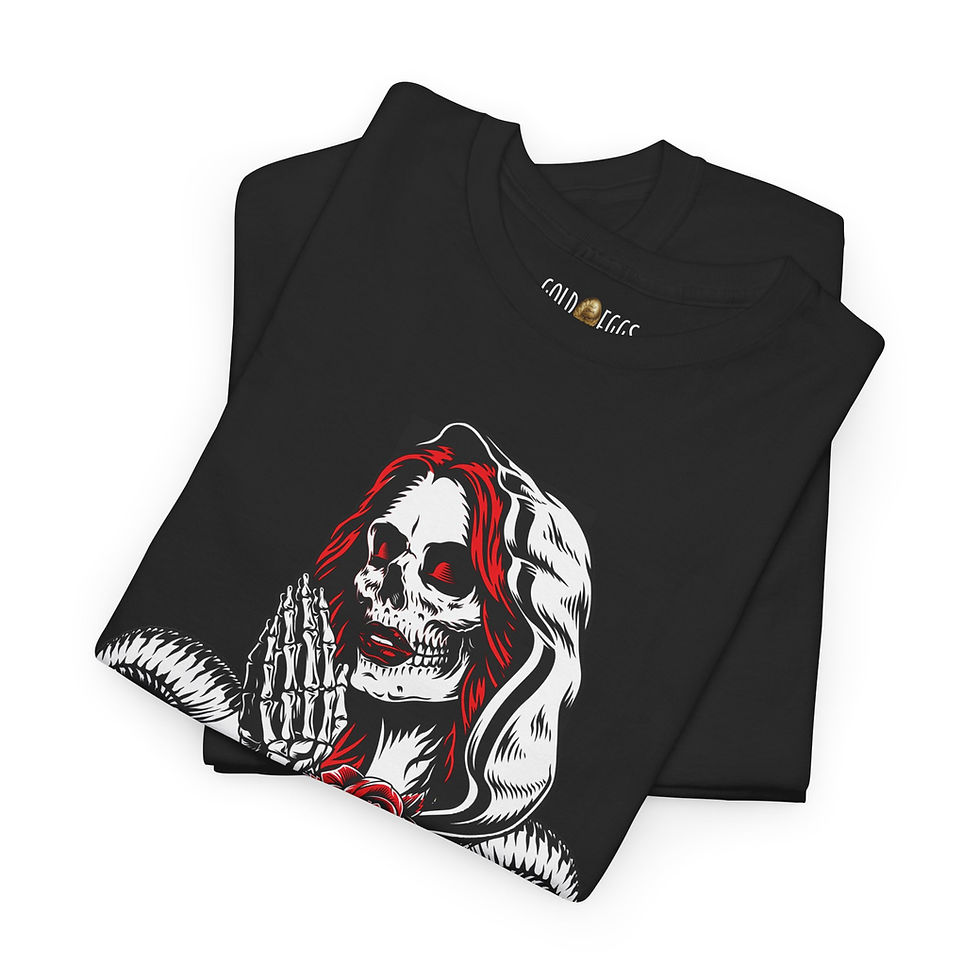 Thumbnail: Santa Muerte Skull Reverse Cross Satanic T-shirt