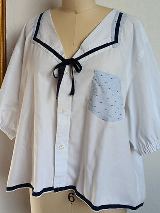 Finn Lucca White sailor Blouse with blue tape