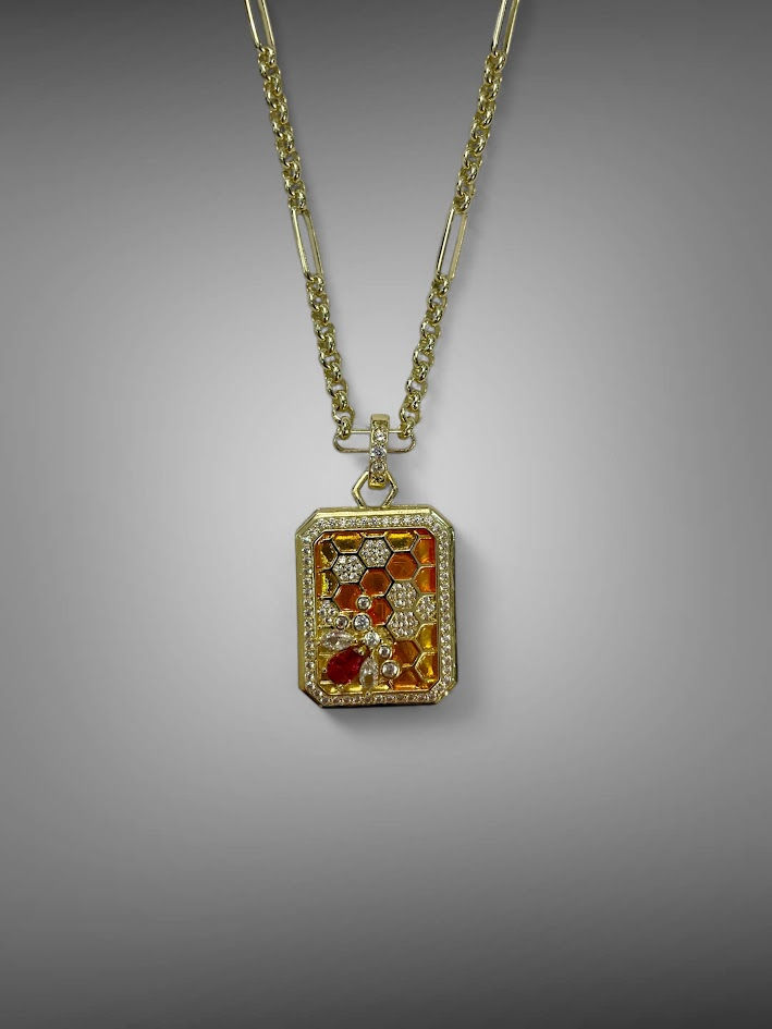 TuruncuTaşlı Petek Kolye