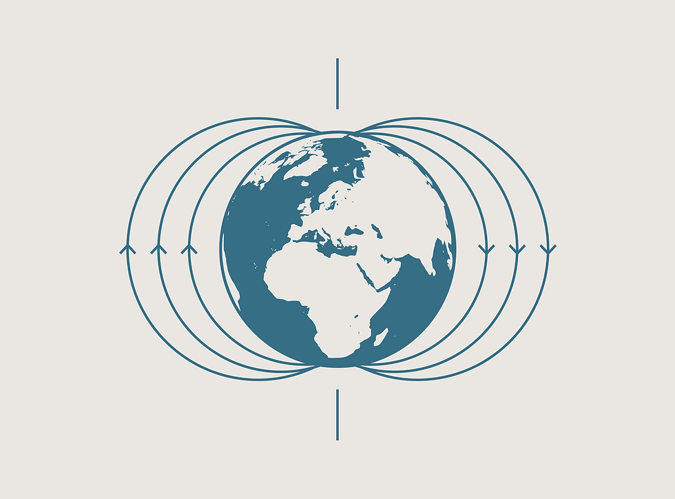 world illustration, showing the power of the magnetic fields.