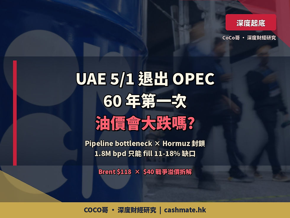 UAE 5/1 退出 OPEC 60 年第一次 — 點解油價可能唔會大跌?