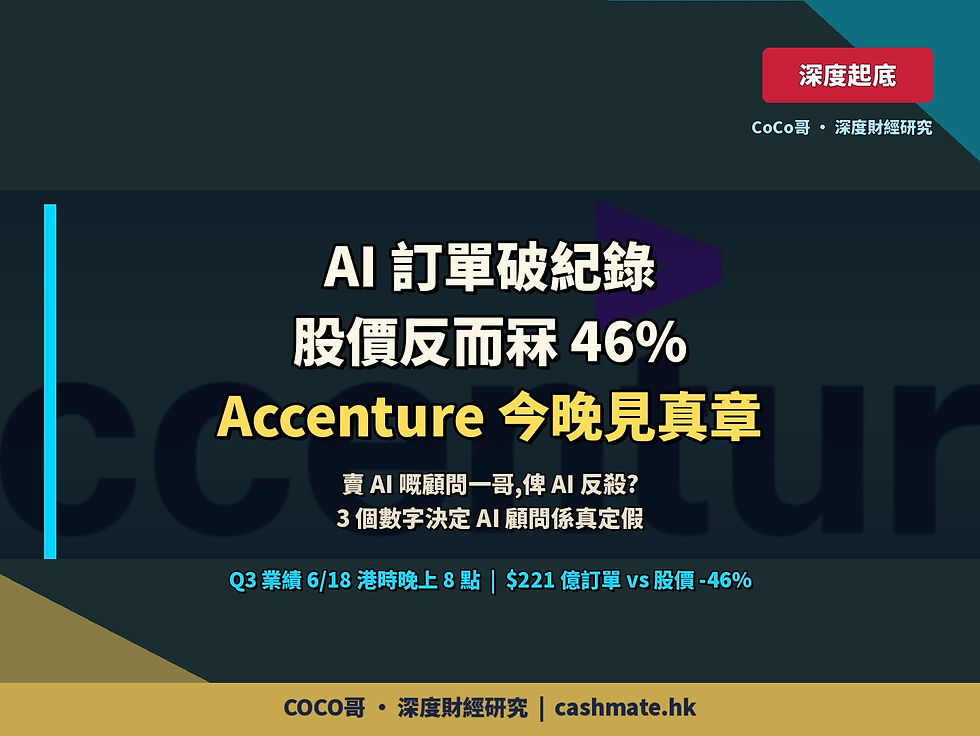 AI 訂單破紀錄,股價反而冧 46% — Accenture 今晚見真章,3 個數字決定 AI 顧問係咪一場空