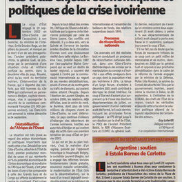 LES VRAIS ENJEUX ÉCONOMIQUES ET POLITIQUES DE LA CRISE IVOIRIENNE
