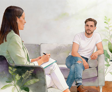 Ilustración de terapia psicologica para adultos en málaga.