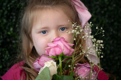 Girl Portrait with Rose and Baby's Breath