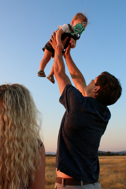 Family Portrait at Sunset with Baby