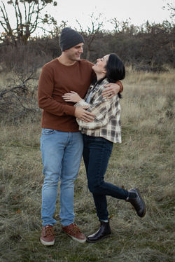 Couple Portrait in a Field, Cozy and Creamy Editing Style