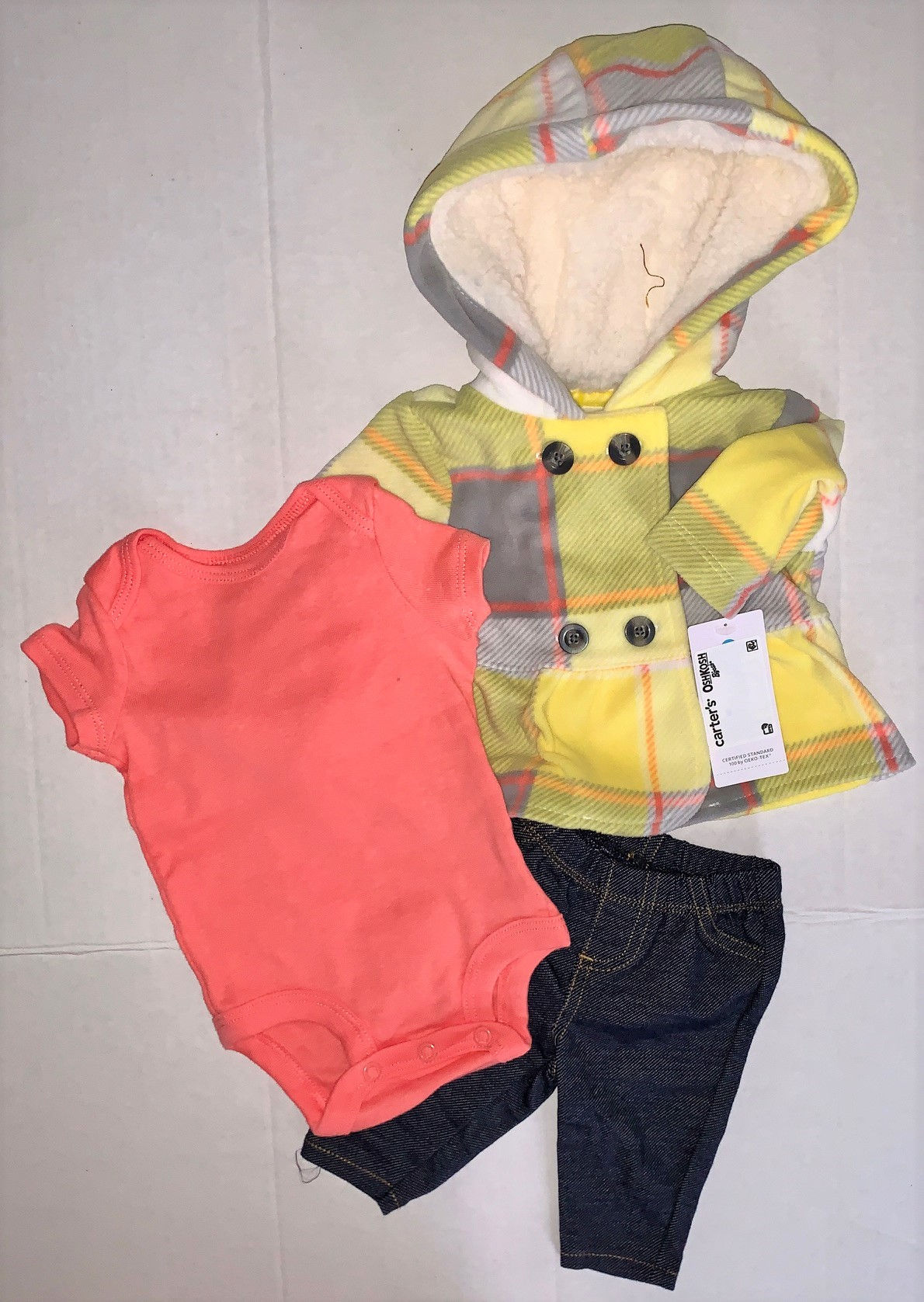 Carters 3 pc set orange/yellow/denim size N