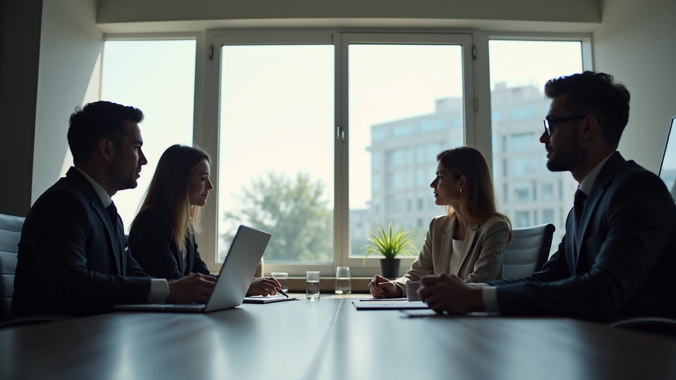 Eye-level view of a modern consulting meeting in progress