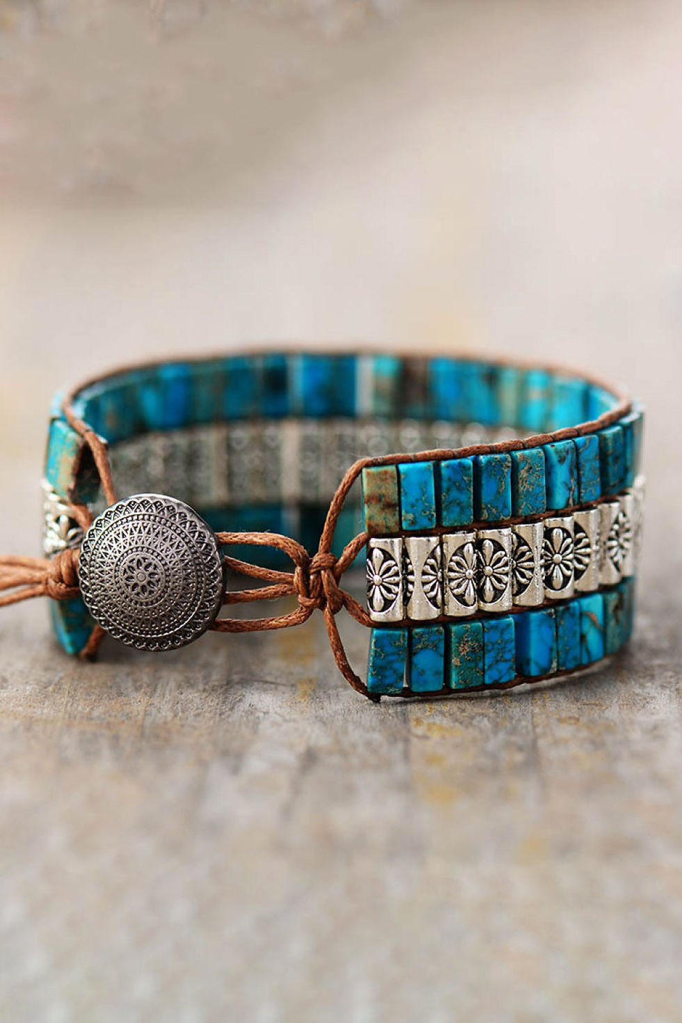 Thumbnail: Handmade Triple Layer Natural Stone Bracelet