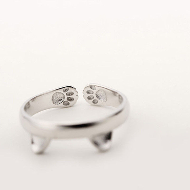 Thumbnail: Personalized Unisex Cat Ear Open Mouth Ring for Casual Use