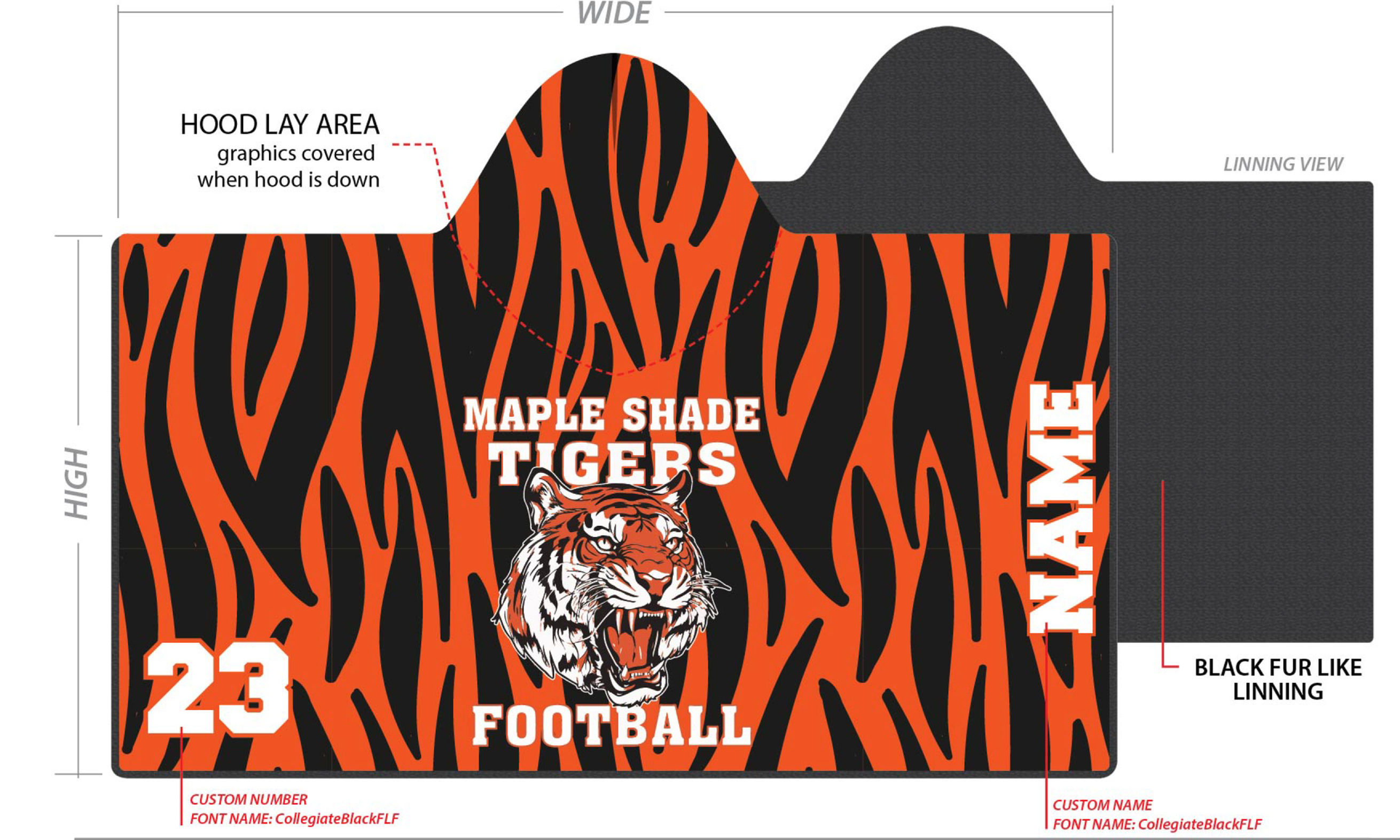 Maple Shade Tigers Hoodie Blanket