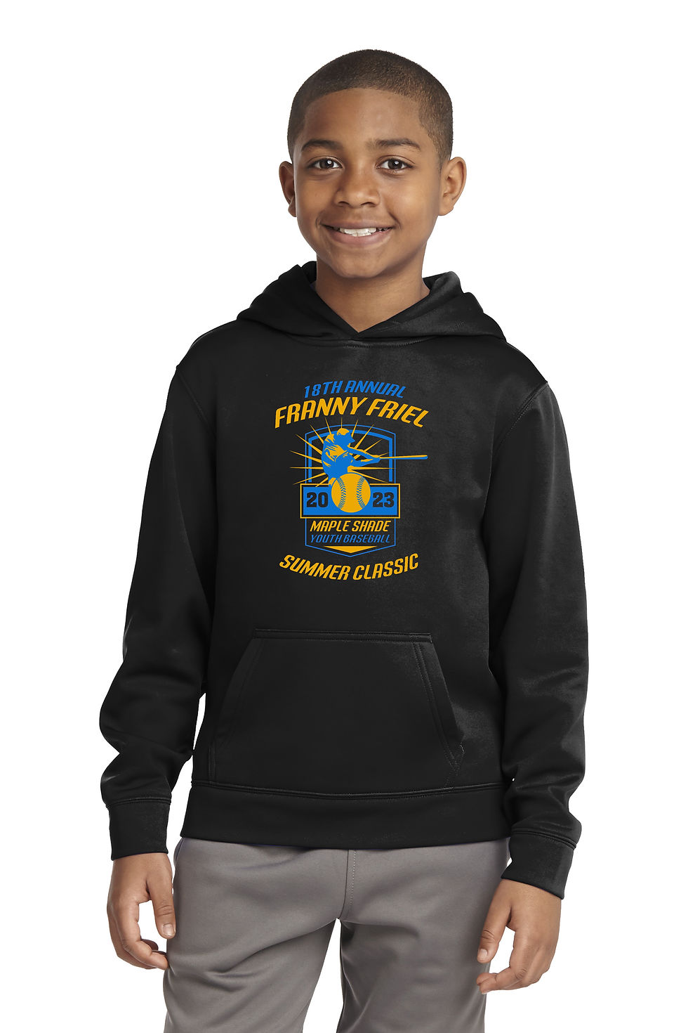 Thumbnail: Franny Friel 2023 Youth Drifit or Cotton Hooded Sweatshirt