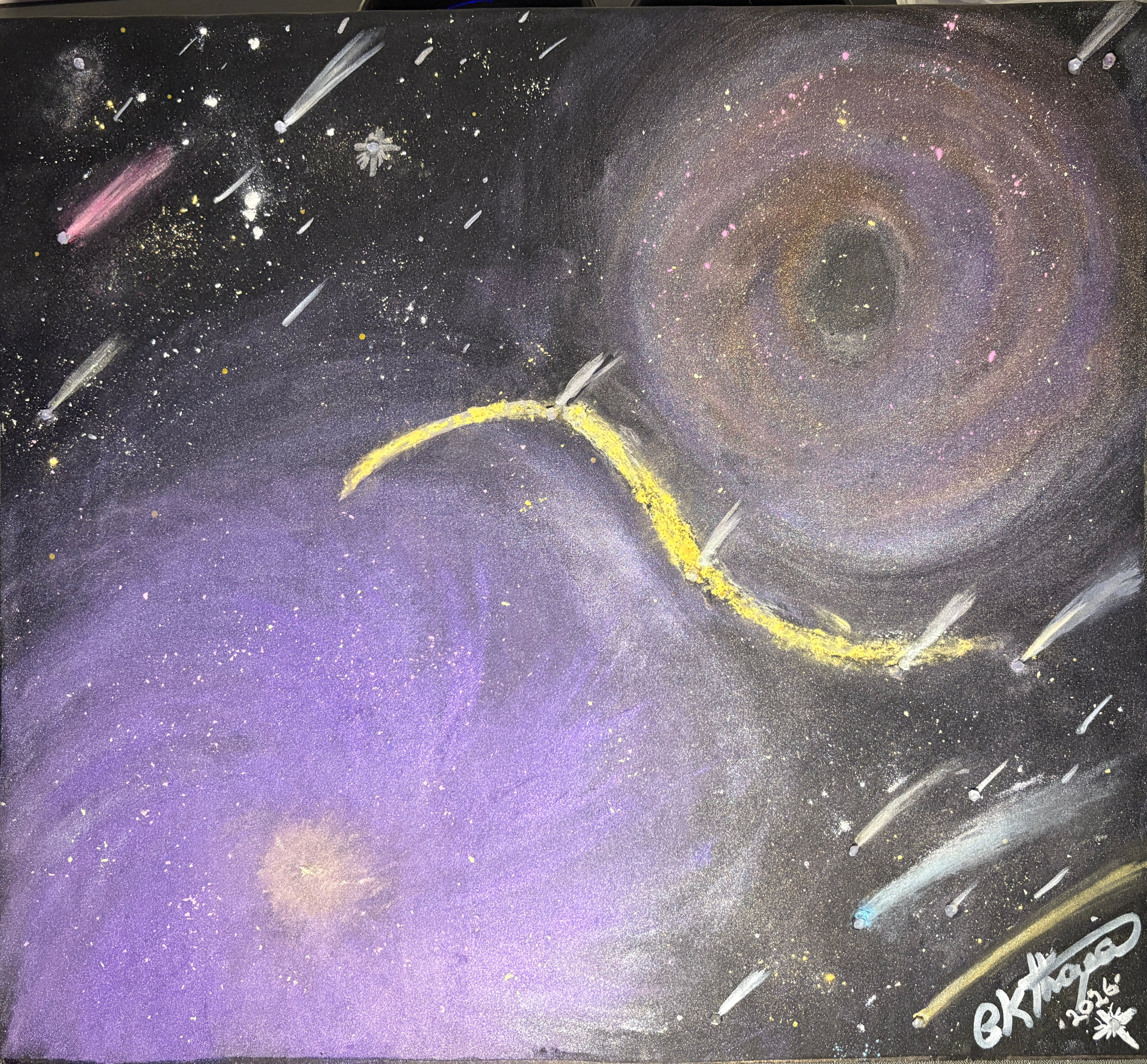 Amethyst Galaxy & Iris Wormhole with Cosmic String