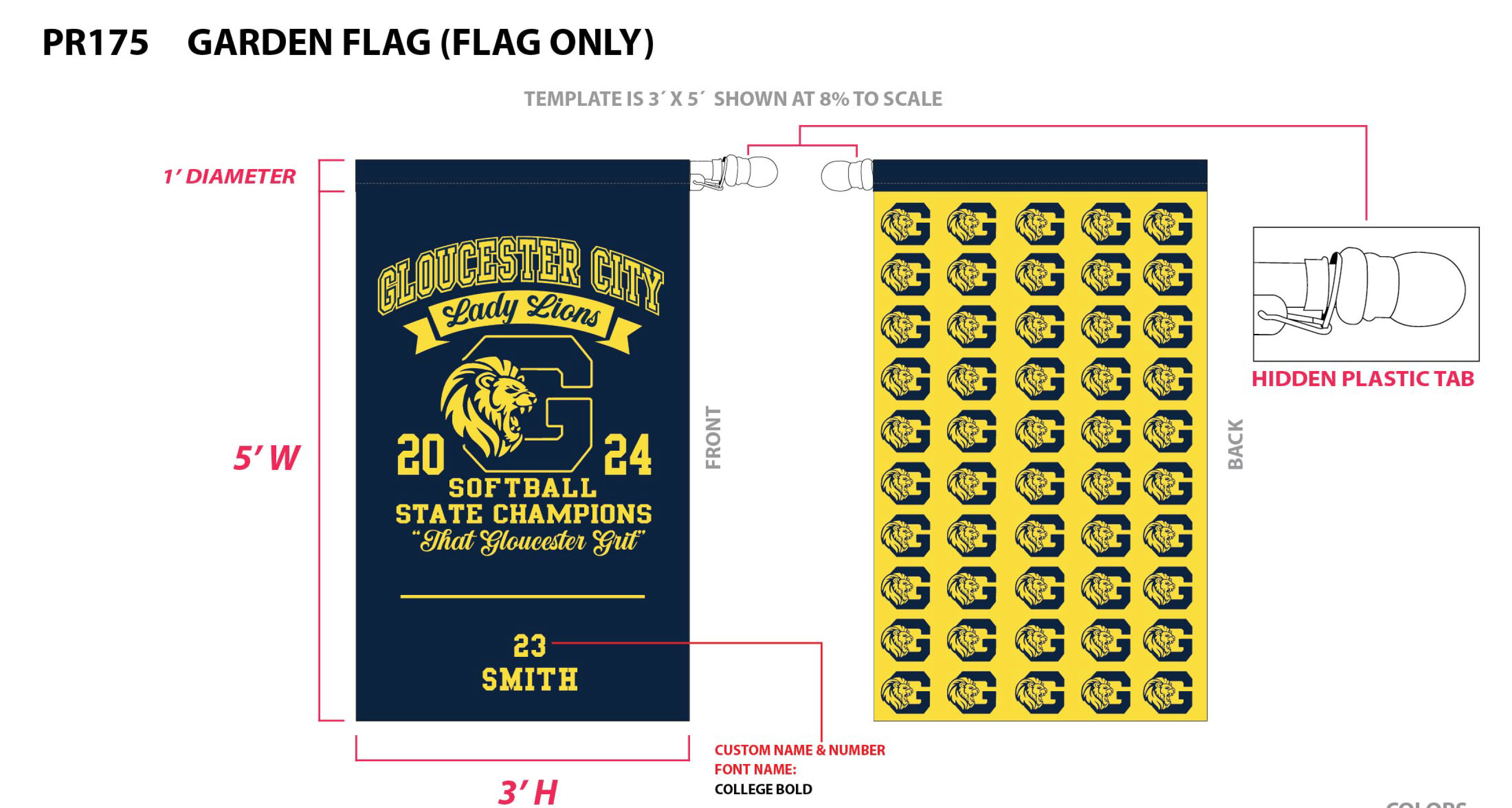 Gloucester City Lady Lions Garden Flag(Flag Only)